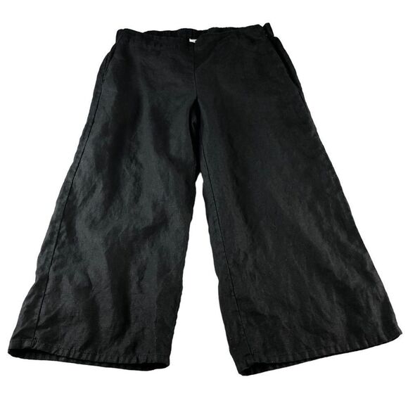 J. Jill Black Ankle Cropped Pants with Wide-Leg Design - Picture 1 of 9